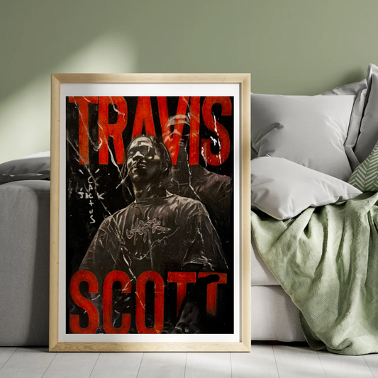 Travis Scott – Bold Red & Black Acrylic Portrait