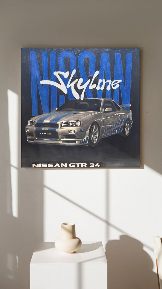 Nissan Skyline GTR 34 – Hand-Painted Art (Customizable) Canvas.