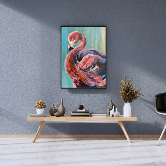 Flamingo Duo – Elegant Hand-Painted Canvas