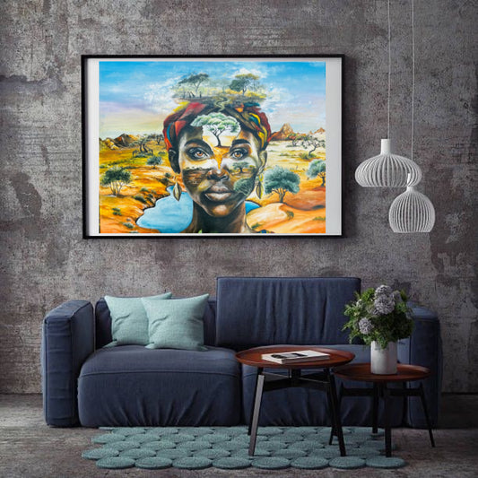 Hand-Painted Portrait – African Inspired Landscape Art ( Face of Art)